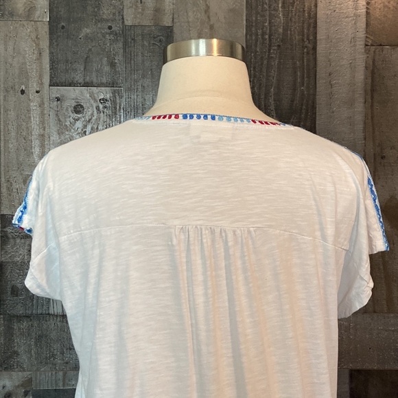 Style & Co red white and blue top large floral summer holiday 4th of July party - Picture 6 of 12